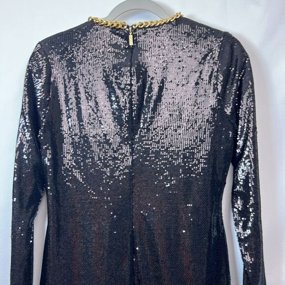 Michael Kors Black Sequin Dress with chain accent size m. NWT - Picture 8 of 14